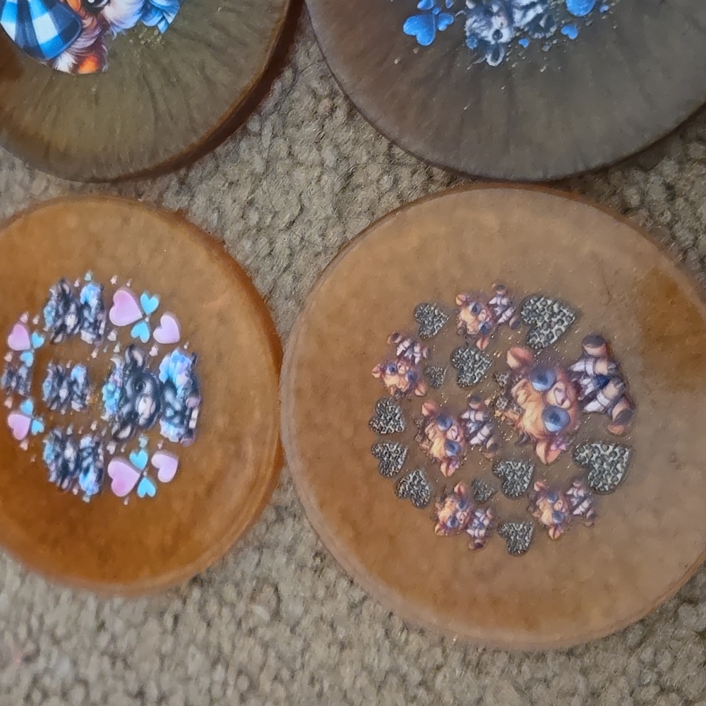 Handmade Resin Coaster Set with Holder – Cow Print Coasters. 155 - Picture 4 of 4